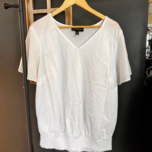 🤍 White Eyelet Cotton Banded Shirt - Lane Bryant - Size 18/20
